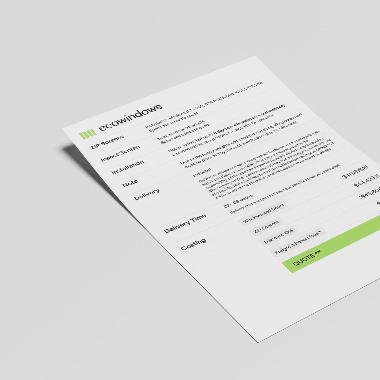 Ecowindows website design