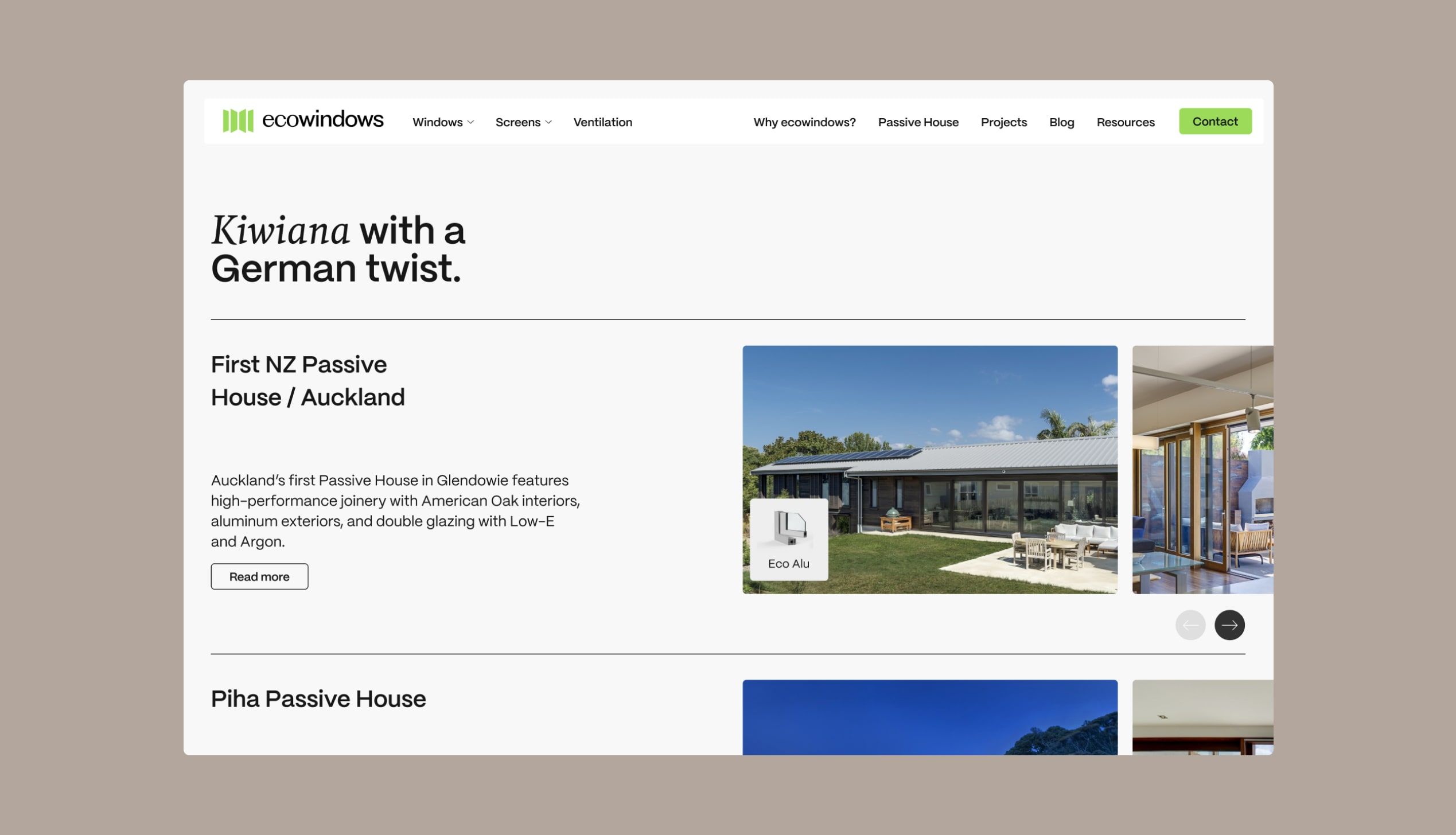 Ecowindows website design