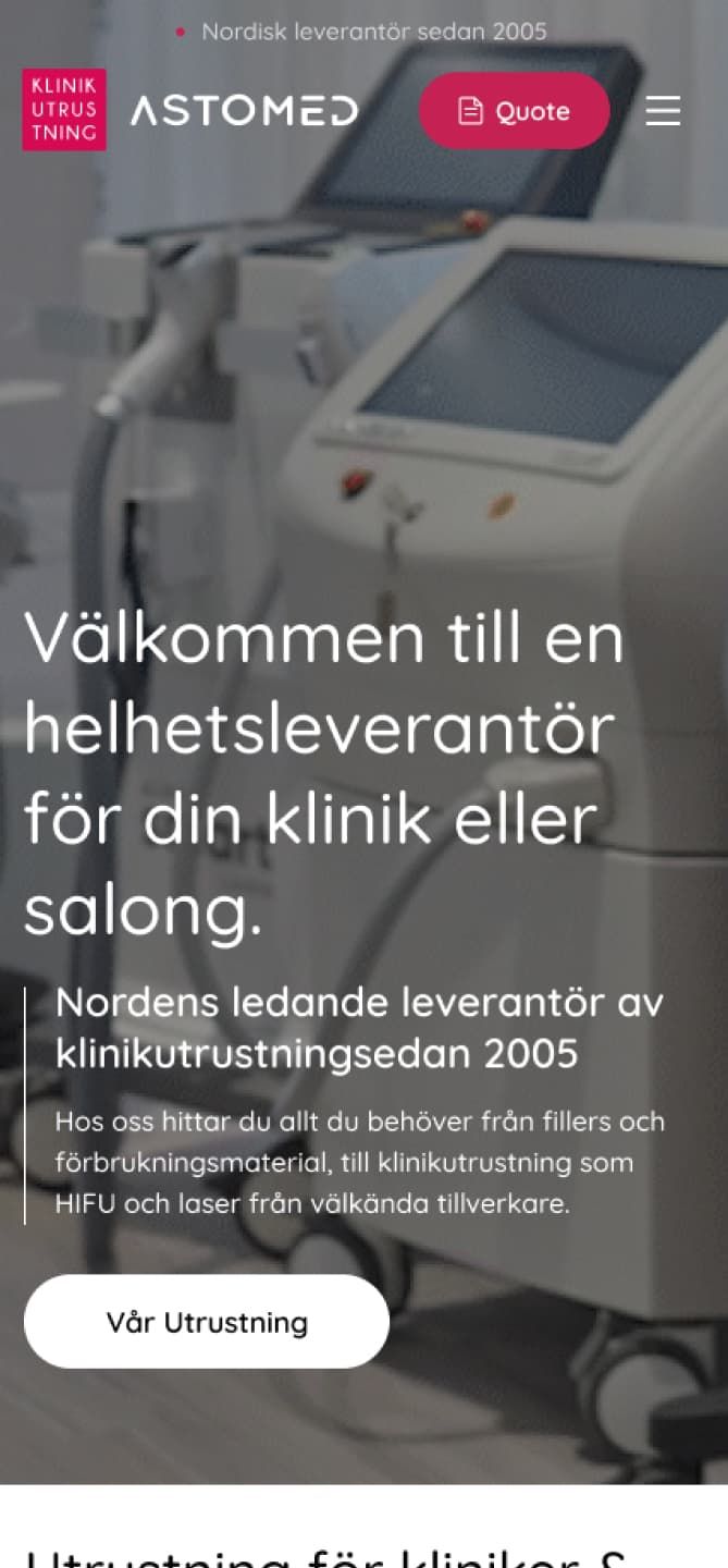 klinikutrustning website design