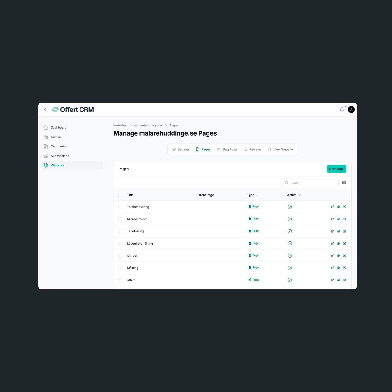 Offertproduktion website design
