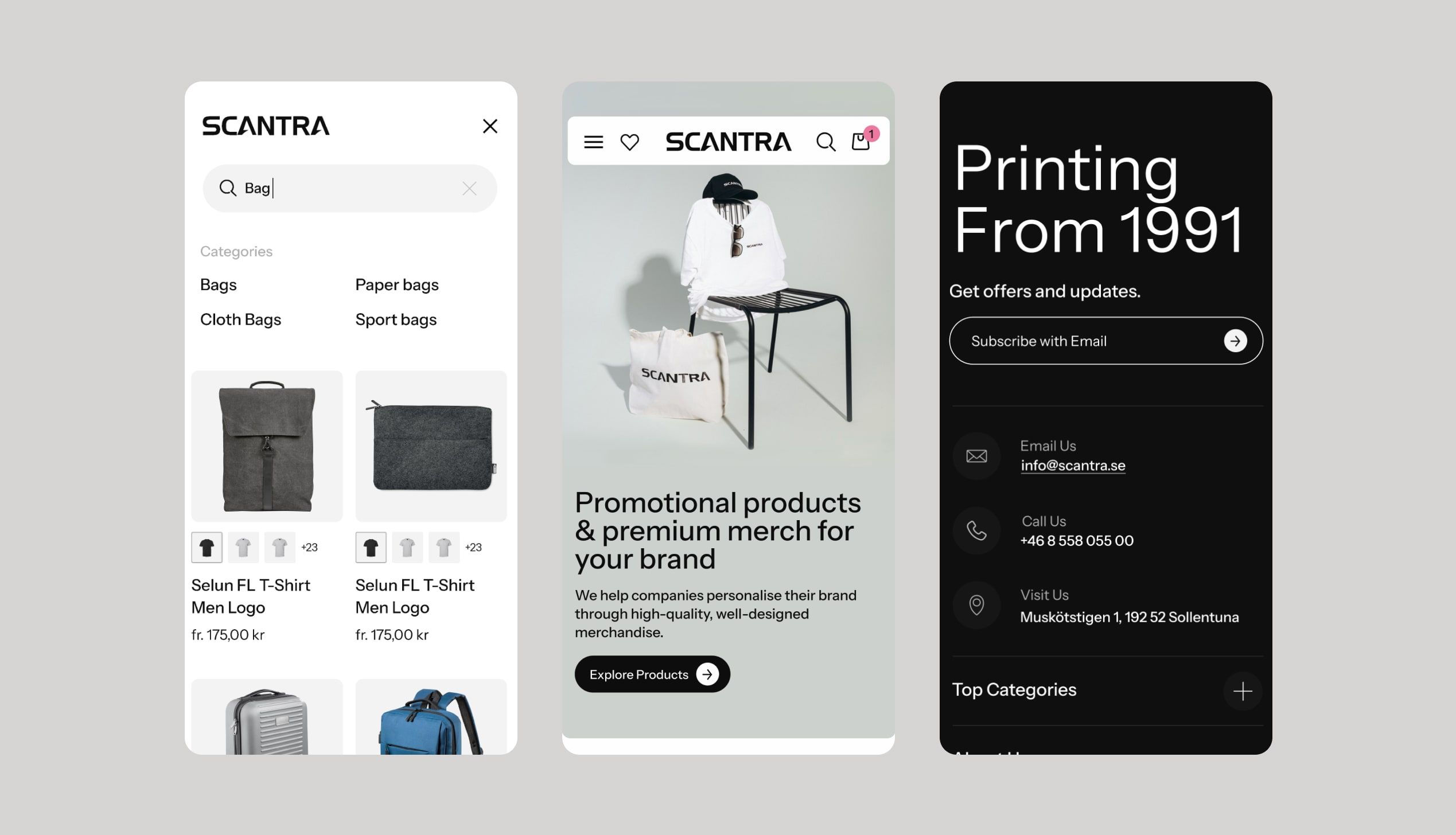 Scantra website design